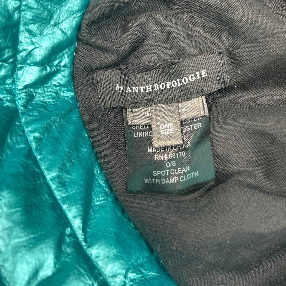 By Anthropologie Metallic Teal Green Quilted Puffer Bucket Hat Y2k RN66170 - Picture 7 of 7